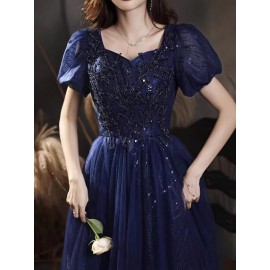 Fat mm evening dress fat sister shows thinness and covers the belly, high-end sense 200 pounds plus fat plus girl king-size dress skirt