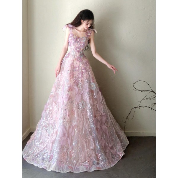 Beautiful engagement dress 2026 new high-end sequin dinner student day coming-of-age ceremony host dress 