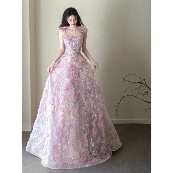 Beautiful engagement dress 2026 new high-end sequin dinner student day coming-of-age ceremony host dress 