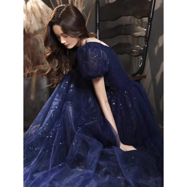 Fat mm evening dress fat sister shows thinness and covers the belly, high-end sense 200 pounds plus fat plus girl king-size dress skirt 