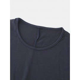 Solid Color Round Neck Short Sleeve Casual T-Shirts