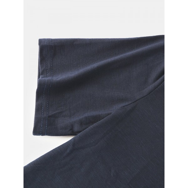 Solid Color Round Neck Short Sleeve Casual T-Shirts 