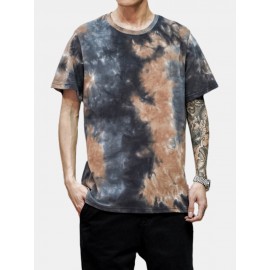 Tie-Dye Cotton Mens Short Sleeve Breathable T-Shir..