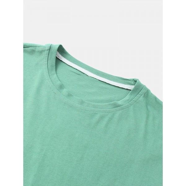 Mens Casual Dinasour Cartoon Letter Print Short Sleeve T-Shirts 
