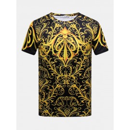 Summer Stylish Mens 3D Royal Printing Casual O-nec..