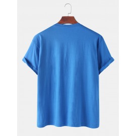Cotton Funny Cartoon Rocket Print Loose Round Neck Short Sleeve T-Shirts