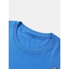 Cotton Funny Cartoon Rocket Print Loose Round Neck Short Sleeve T-Shirts