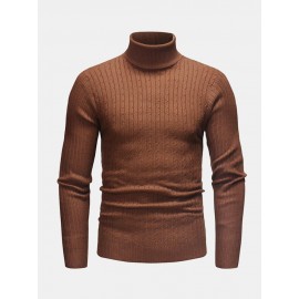Mens Twisted Knitted High Neck Multi-Color Casual ..